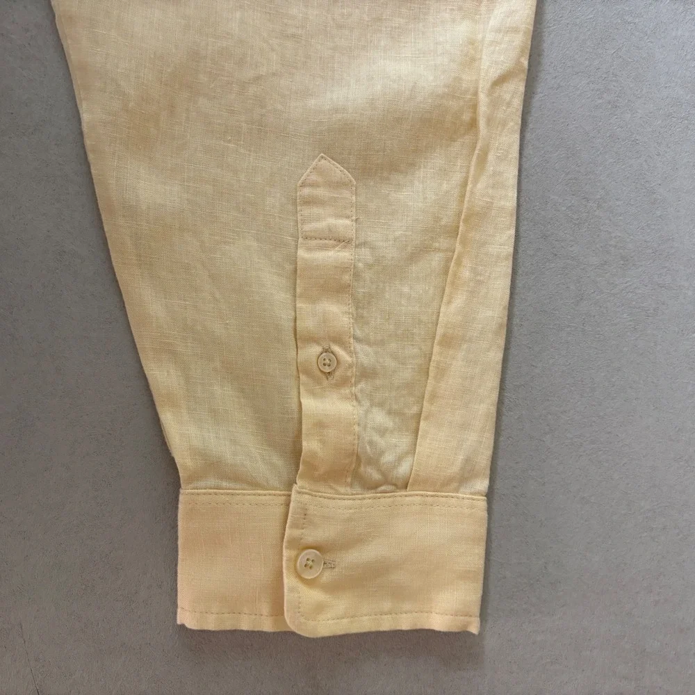 Cubavera Guayabera Shirt Men 4XLT Yellow Linen Long Sleeve Pintuck Coastal Boho